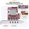 StarTech.com 4-Port USB Type-C PCIe Karte, USB 3.2 10Gbps, USB-C PCI Express Erweiterungskarte, 4x unabhängige USB-Controller, Windows/Linux/macOS, TAA-konform