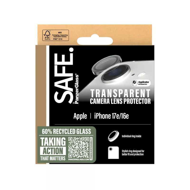 PanzerGlass SAFE. by ® Kamera-Linsenschutz Transparent iPhone 17e | 16e