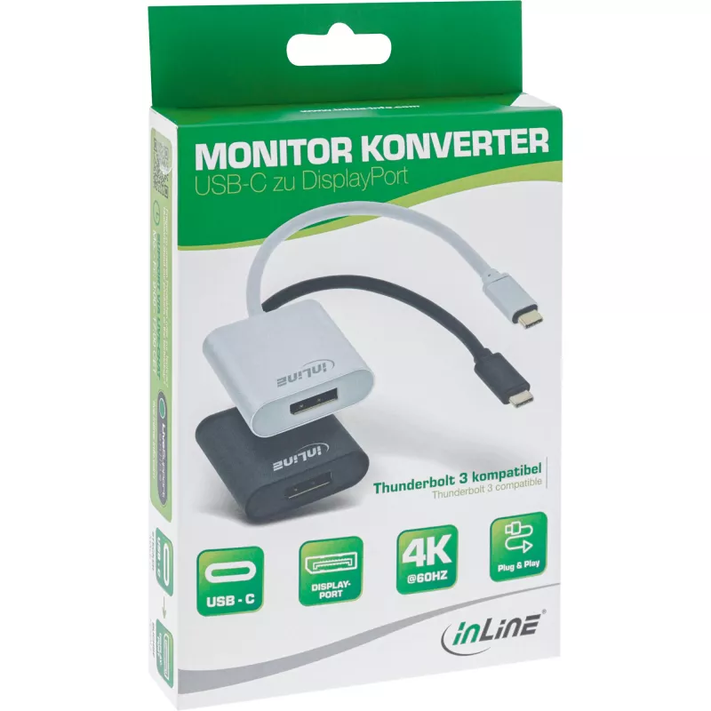 USB-Display-Adapter InLine 64102B USB-C-Stecker auf DisplayPort 4K/60Hz