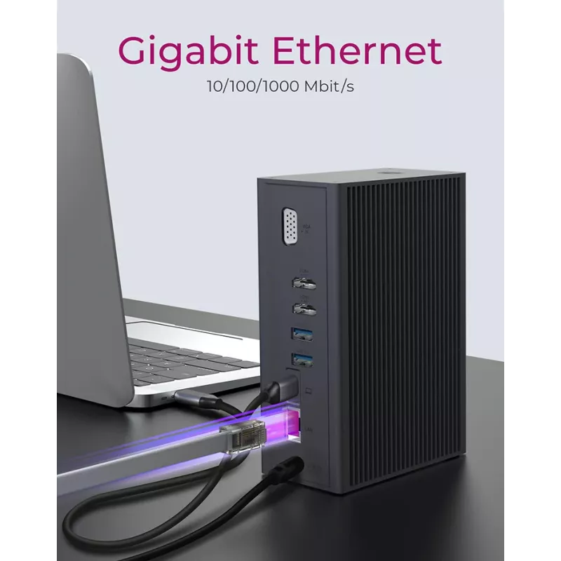 ICY BOX IB-DK2262AC Kabelgebunden USB 3.2 Gen 1 (3.1 Gen 1) Type-C Anthrazit