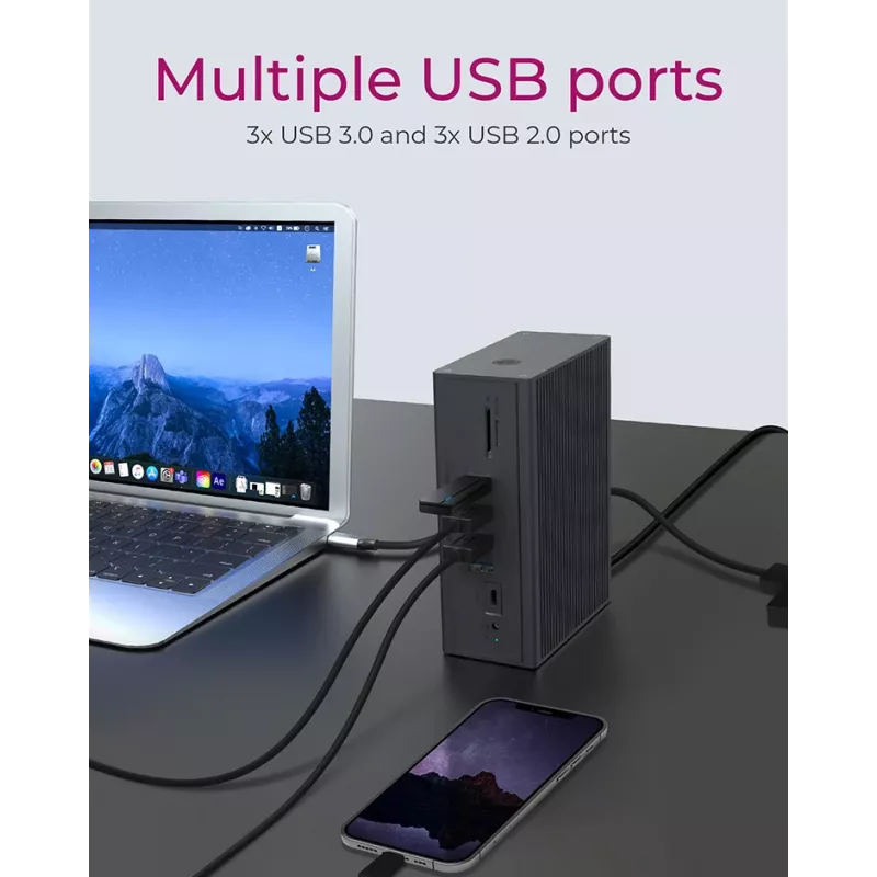 ICY BOX IB-DK2262AC Kabelgebunden USB 3.2 Gen 1 (3.1 Gen 1) Type-C Anthrazit