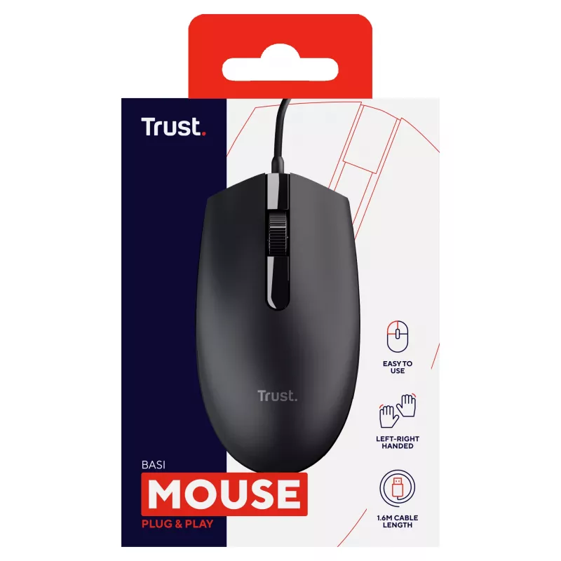 Trust Basi Maus Office Beidhändig USB Typ-A Optisch 1200 DPI