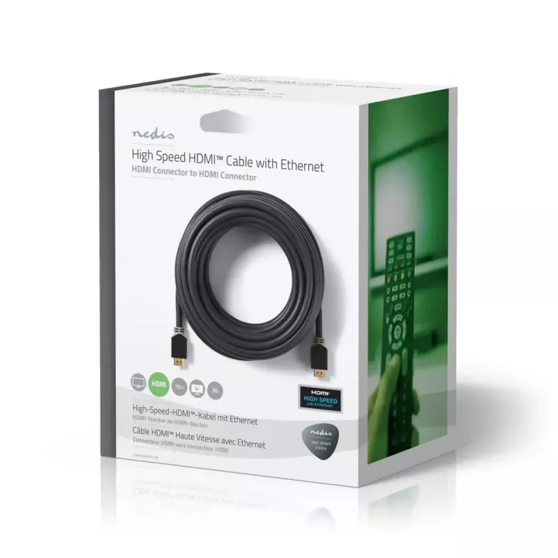 HDMI-Kabel Nedis CVBW34000AT150 15 m HDMI Typ A Stecker Anthrazit