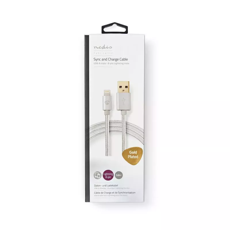 Mobiles Telefonkabel Nedis CCTB39300AL30 Aluminium 3 m USB A Lightning