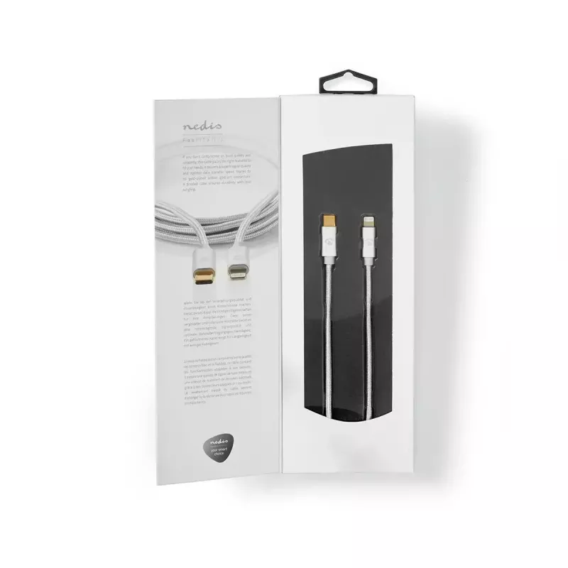 Lightning-Kabel Nedis CCTB39650AL20 2m USB-C Aluminium
