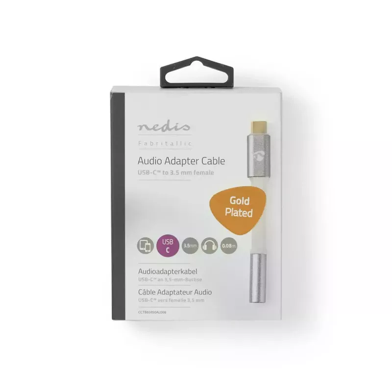 Audiokabel Nedis CCTB65950AL008 3,5mm Buchse auf USB Stecker 0,08m Aluminium