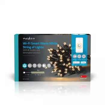Lichterkette Nedis WIFILX01W50 — 50 LED-Leuchtmittel, 1,81 W, USB, IP65, 5 m Kabel