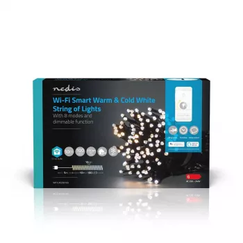Lichterkette Nedis WIFILX02W100 — 100 LEDs, 3,21 W, 10 m Kabel, IP65, weiß