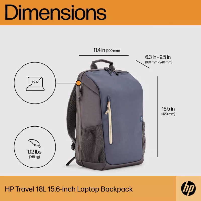 HP Travel 18 Liter 15.6 Blue Night Laptop-Rucksack, Rucksack, 510 g