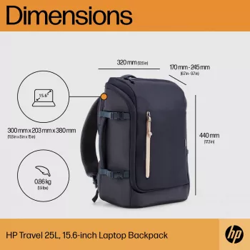 HP Travel 25 Liter 15.6 Blau Laptop-Rucksack Maximale Bildschirmgröße 39,6 cm Gewicht 860 g