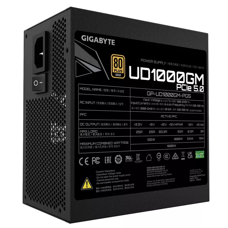 GIGABYTE UD1000GM PG5 Netzteil 1000 W 20+4 pin ATX ATX Schwarz