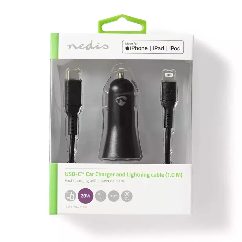 Ladegerät für Mobilgeräte Nedis CCPDL20W111BK Universal Schwarz Zigarettenanzünder Auto 12–24V