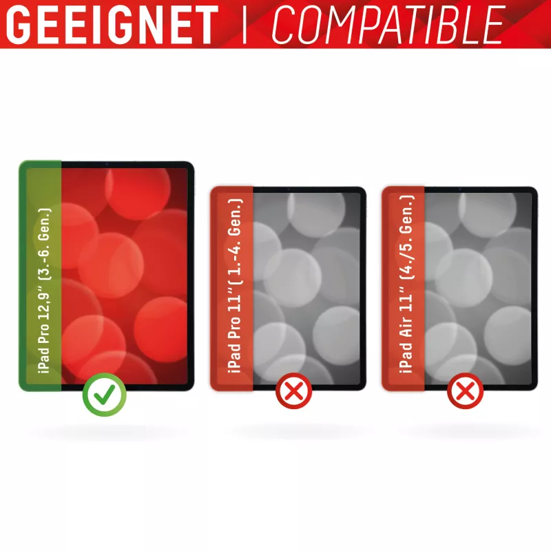 Displex Tablet Glass (9H) für Apple iPad Pro 12,9'' (3./4./5./6. Gen.), Eco-Montagerahmen, unzerbrechlich, ultradünn, unsichtbar