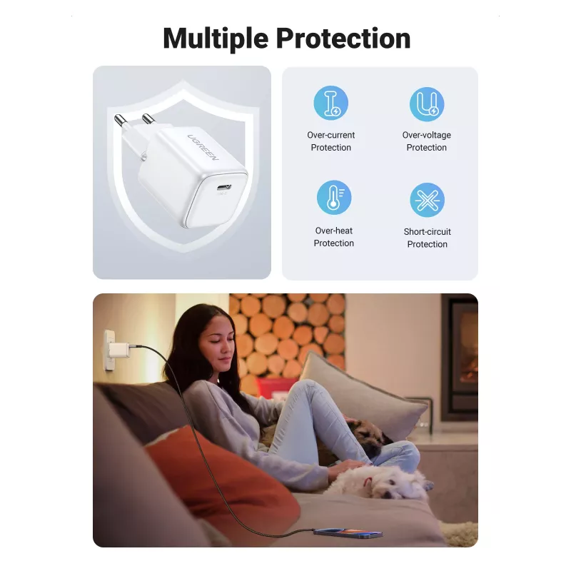 Innenladegerät Ugreen 15324 Universal Weiß AC 1 USB Typ-C Anschluss