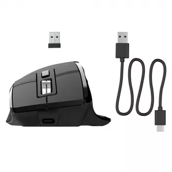 JLab Audio Epic Office rechtshändige kabellose Maus — Bluetooth + USB Typ-A, Optisch 2400 DPI, 9 Tasten, Rad, schwarz