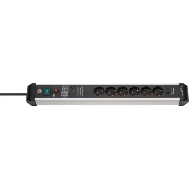Power Extension Brennenstuhl 1391010620 3m 6 AC-Ausgänge Indoor Schwarz Silber