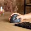 R-Go Tools Vertikale Maus R-Go HE Basic, ergonomische Maus, mittelgroß (Handgröße ≥ 185 mm), rechtshändig, Bluetooth, grau