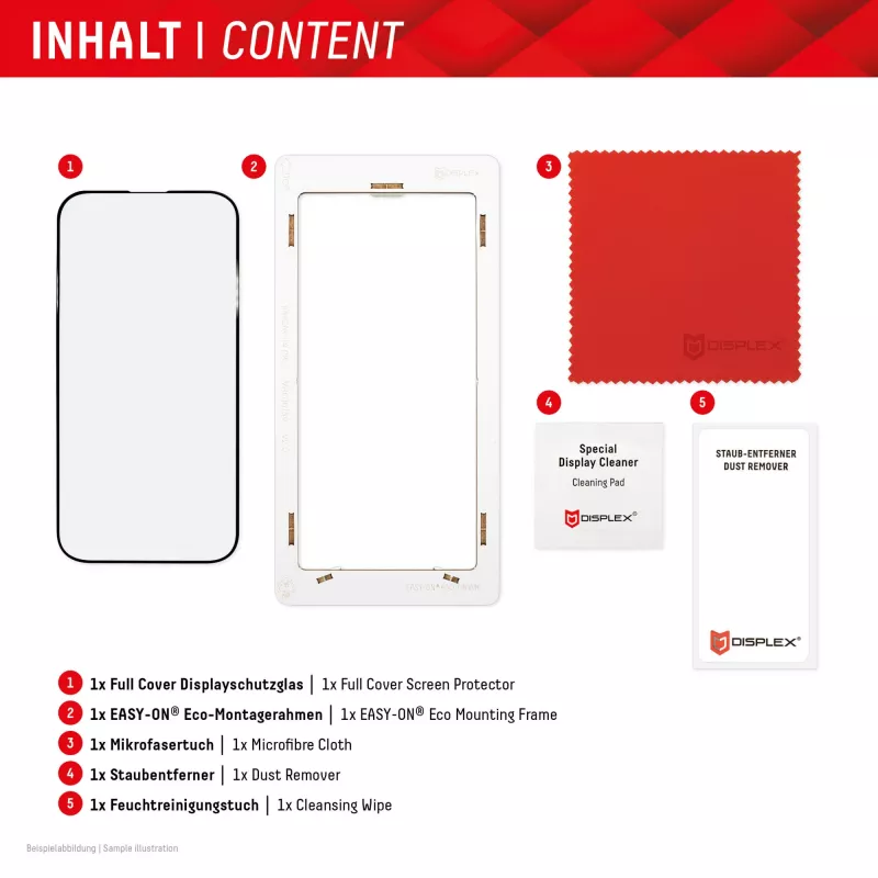 Displex Full Cover Screen Protector (10H) für Apple iPhone 15 Plus/15 Pro Max, Eco-Montagerahmen, Vollabdeckung
