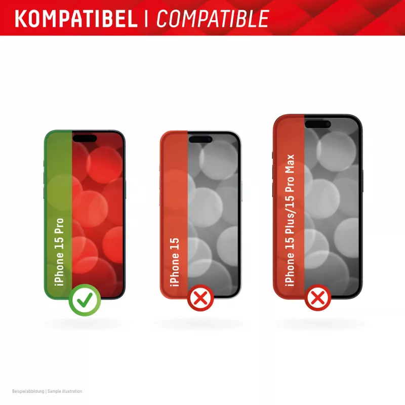 Displex Displayschutzfolie + Hülle für Apple iPhone 15 Pro, Eco-Montagerahmen, kratzfest