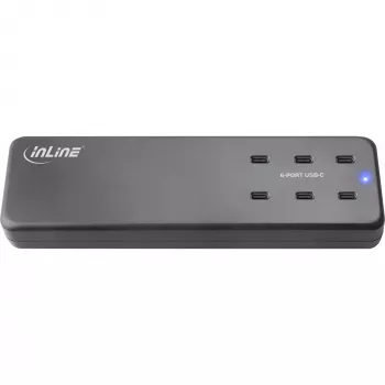 InLine Multiport-Netzteil, Ladegerät, 6x USB-C, PD 3.0, GaN, schwarz