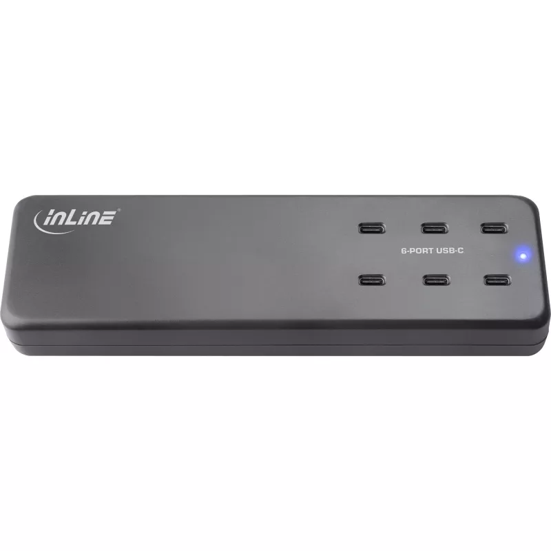 InLine Multiport-Netzteil, Ladegerät, 6x USB-C, PD 3.0, GaN, schwarz