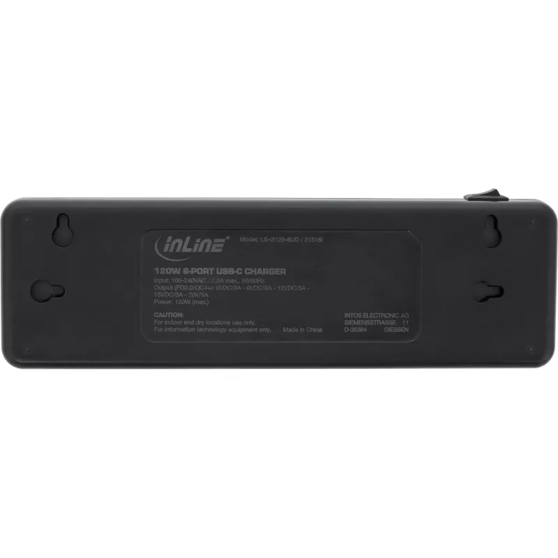 InLine Multiport-Netzteil, Ladegerät, 6x USB-C, PD 3.0, GaN, schwarz