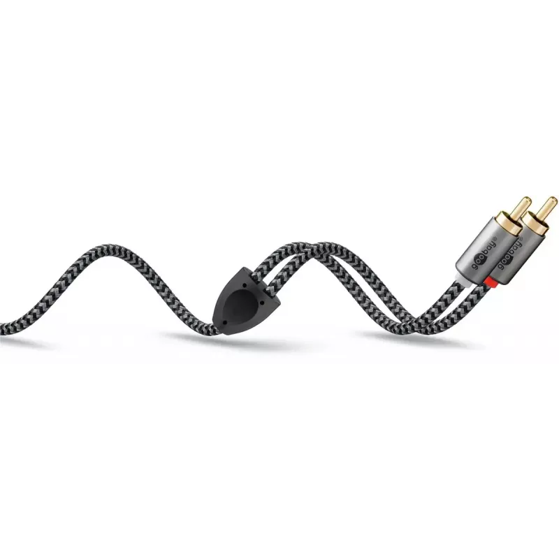 Audiokabel WENTRONIC Goobay 65288 — 3,5 mm Stecker auf 2 × Cinch-Stecker, 2 m, Kupfer, vergoldete Kontakte, magnetisch abgeschirmt
