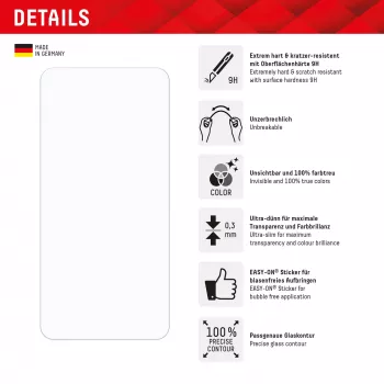 Displex Smart Glass (9H) für Samsung Galaxy S24/S25, Montageaufkleber, unzerbrechlich