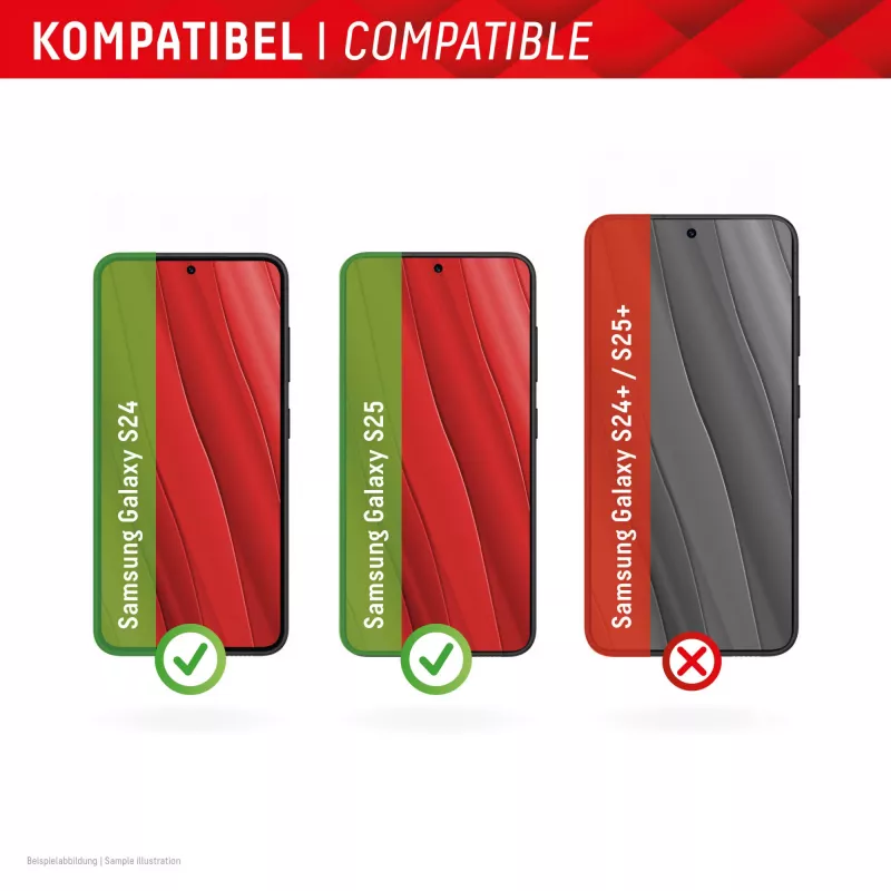 Displex Smart Glass (9H) für Samsung Galaxy S24/S25, Montageaufkleber, unzerbrechlich