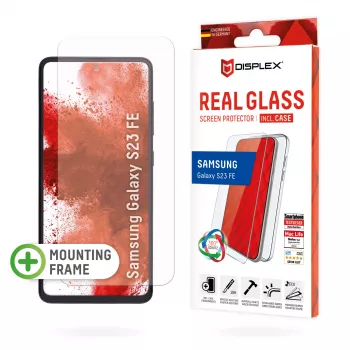 Displex Displayschutzfolie + Hülle für Samsung Galaxy S23 FE, Eco-Montagerahmen, kratzfest