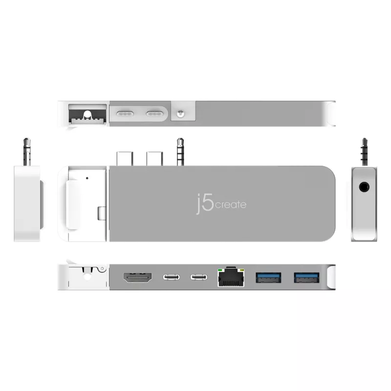 USB Hub j5create JCD395 4K60 Elite Pro Wired USB4 mit MagSafe Kit