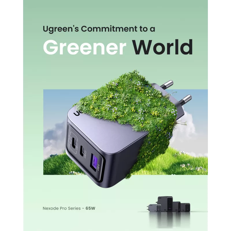 Ugreen 25871 mobiles Ladegerät Universal Grau AC-Schnellladen Indoor