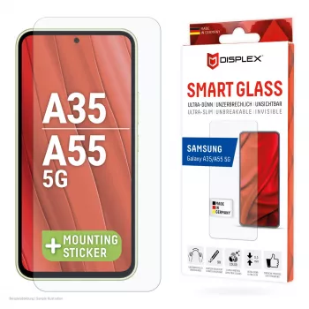 Displex Smart Glass (9H) für Samsung Galaxy A35/A55 5G, Montageaufkleber, unzerbrechlich