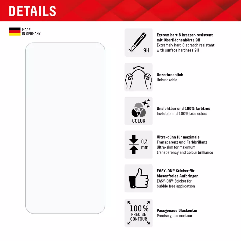 Displex Smart Glass (9H) für Samsung Galaxy A35/A55 5G, Montageaufkleber, unzerbrechlich