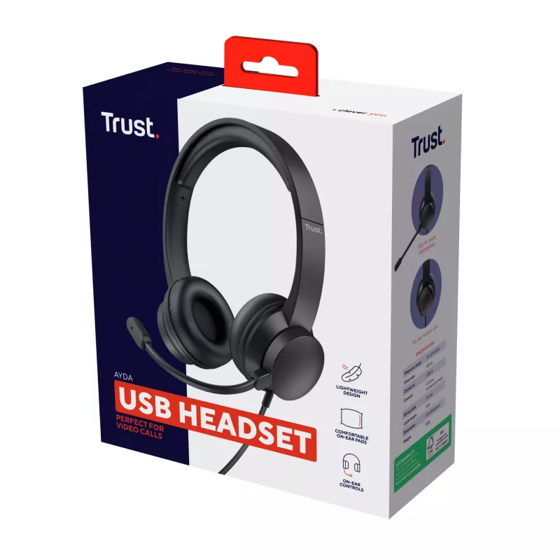 Trust Ayda Headset Kabelgebundenes Headset Head-band Anrufe/Musik Schwarz