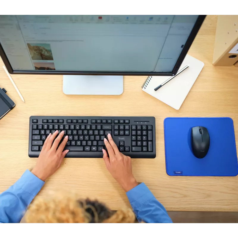 Trust Primo Tastatur Maus inklusive Office RF Wireless QWERTZ Deutsch Schwarz