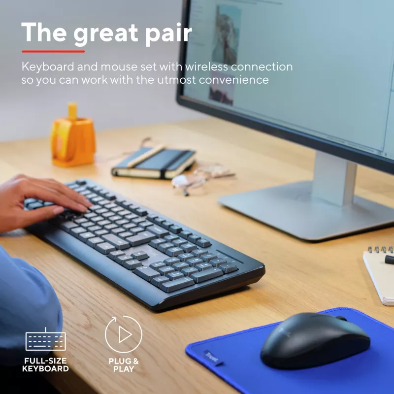 Trust Primo Tastatur Maus inklusive Office RF Wireless QWERTZ Deutsch Schwarz