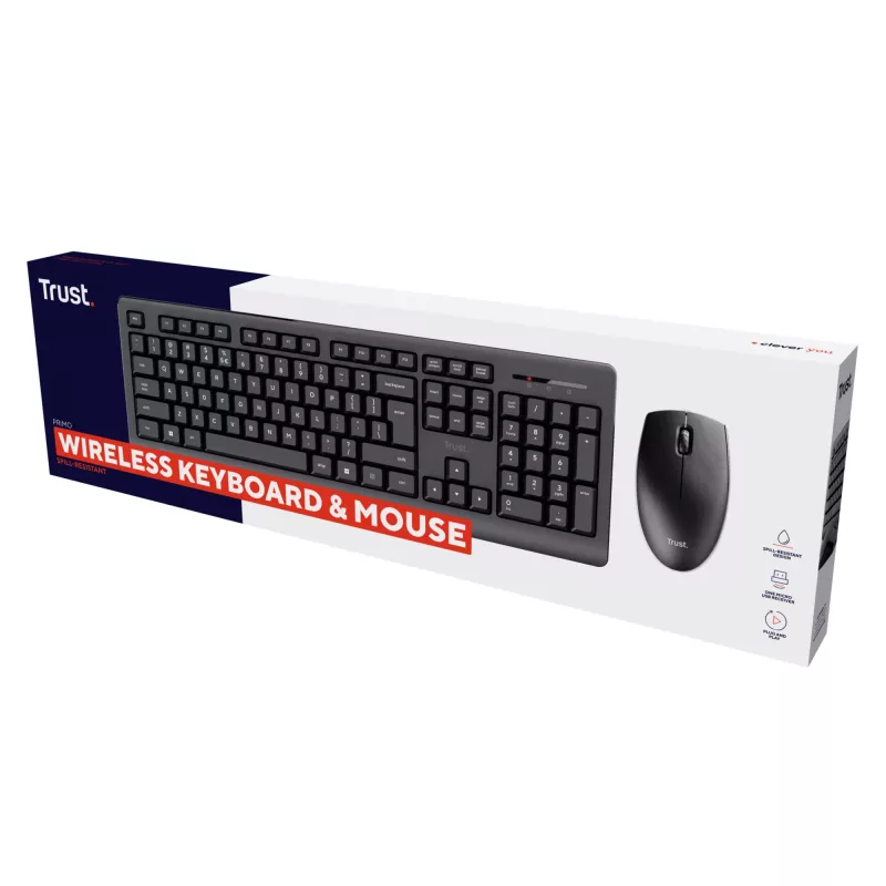 Trust Primo Tastatur Maus inklusive Office RF Wireless QWERTZ Deutsch Schwarz