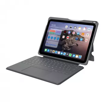 ASTAR DEQSTER Smart Rugged Touch Plus Tastatur für iPad 10,9 Zoll — QWERTZ Deutsch, Mechanische Schalter, Smart Connector Docking, Grau