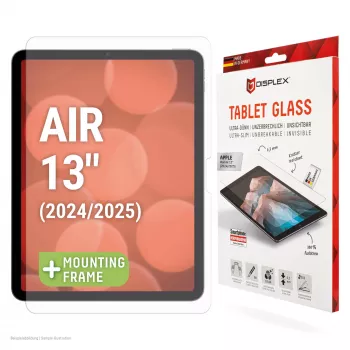 Displex Tablet Glass (9H) für Apple iPad Air 13 Zoll (2024/2025), Eco Montagerahmen, unzerbrechlich, ultraflach, unsichtbar