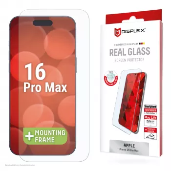 Displex Displayschutzfolie (10H) für Apple iPhone 16 Pro Max, Eco-Montagerahmen, kratzfest