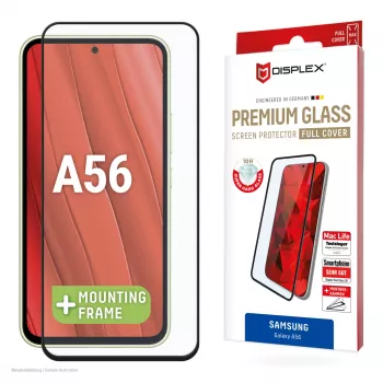 Displex Premium Displayschutz (Vollflächig, 10H) für Samsung Galaxy A56, Eco-Montagerahmen, Vollflächig