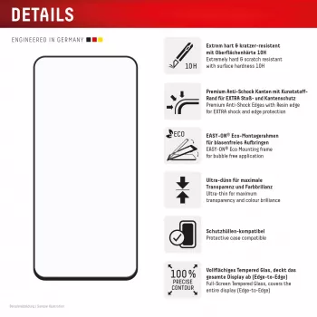 Displex Premium Displayschutz (Vollflächig, 10H) für Samsung Galaxy A56, Eco-Montagerahmen, Vollflächig