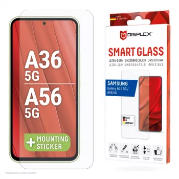 Displex Smart Glass (9H) für Samsung Galaxy A36/A56, Montageaufkleber, unzerbrechlich