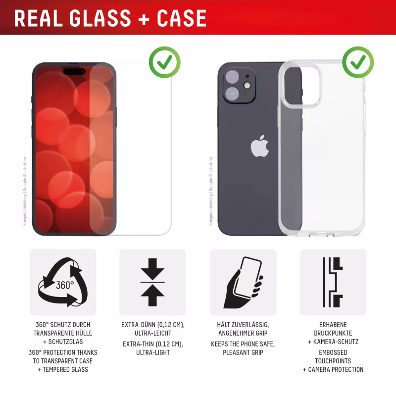 Displex Displayschutzfolie + Case für Apple iPhone 16e/17e, Eco-Montagerahmen, kratzfest