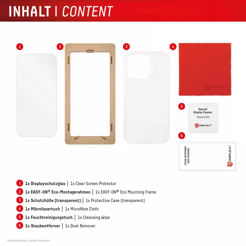 Displex Displayschutzfolie + Case für Apple iPhone 16e/17e, Eco-Montagerahmen, kratzfest