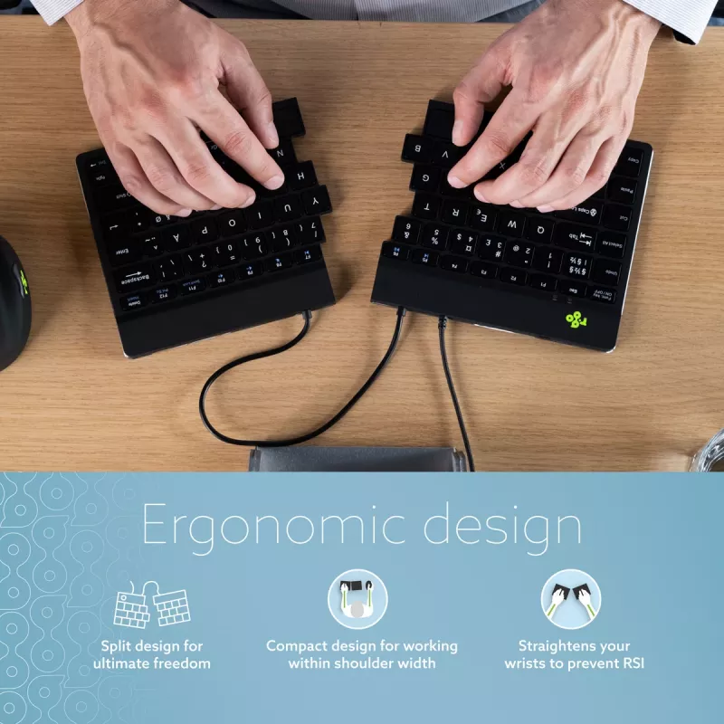 R-Go Tools Ergonomic Tastatur R-Go Split Break v2 with break software, ergonomic split Tastatur, QWERTZ (DE), Wired, Schwarz