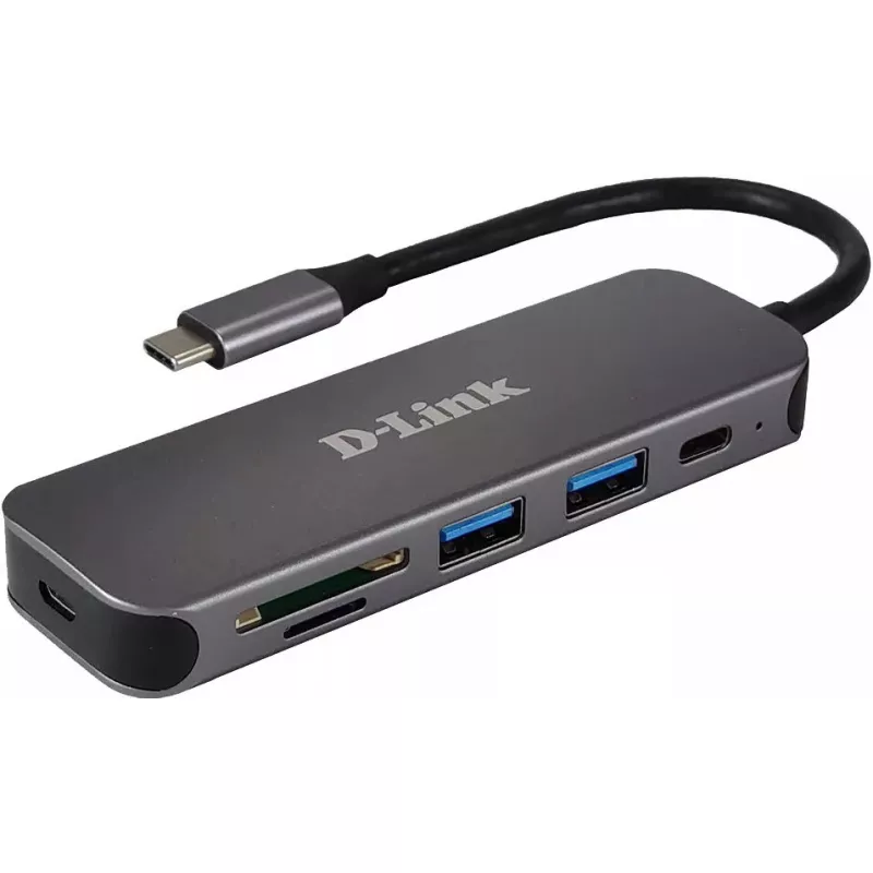 D-Link 5-in-1 USB-C Hub mit Kartenleser DUB-2325 USB Type-C Grau