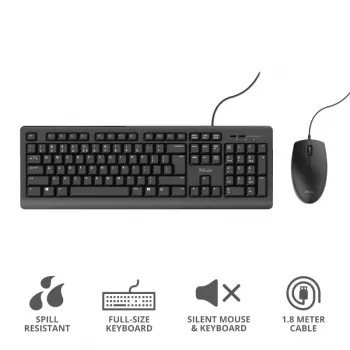 Trust Primo Tastatur Maus im Lieferumfang Büro USB Deutsch Schwarz