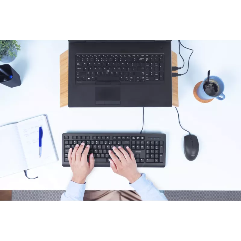 Trust Primo Tastatur Maus im Lieferumfang Büro USB Deutsch Schwarz